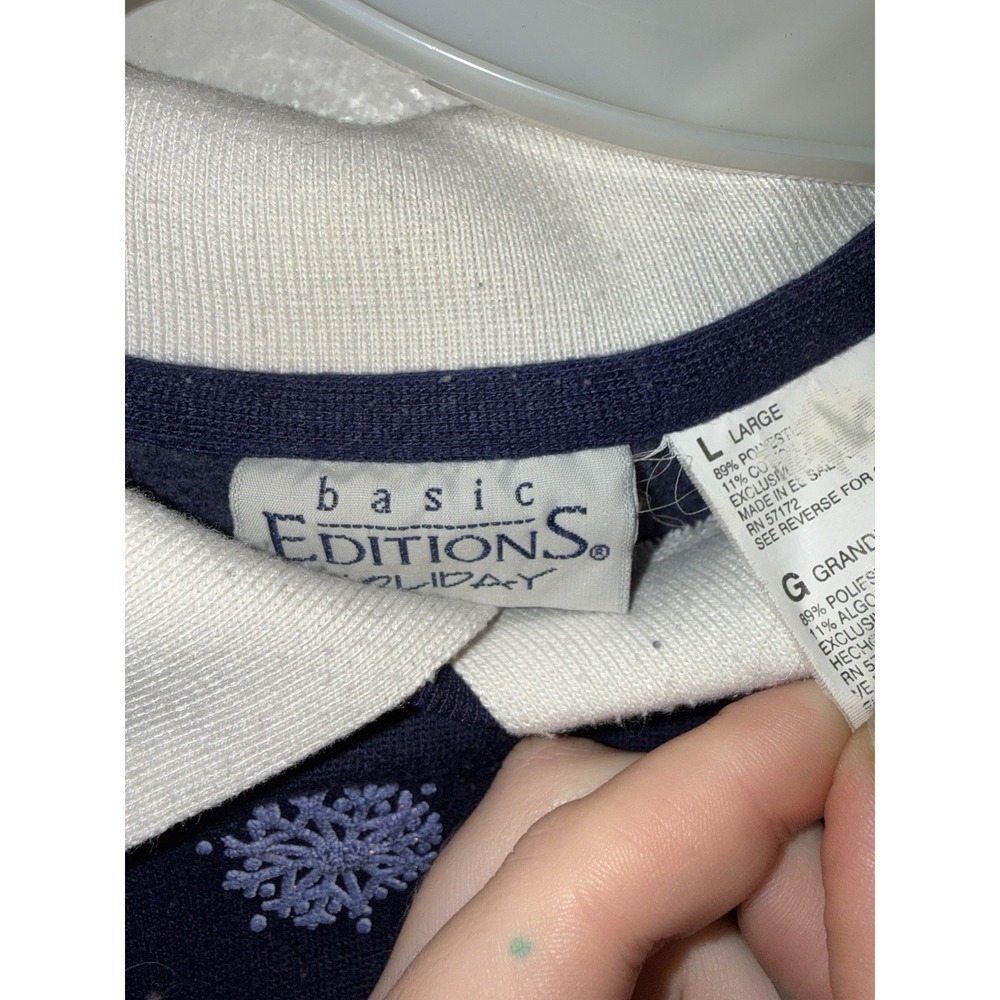 Vintage Basic Edition Holiday Womens Ugly Sweaters Christmas 90s Blue Size L - Picture 4 of 7
